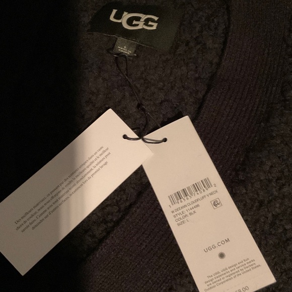 UGG Deeann CloudFluff
V Neck Sweater
Black Wool Blend Soft Fleece - Picture 5 of 7